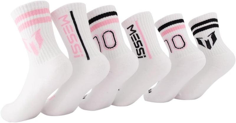MESSI Girls' Lifestyle Crew Socks, 6-Pack, Soft & Stretchy, Comfortable - Image 2